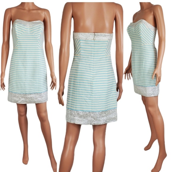 NWT Lilly Pulitzer Bayview stripe strapless dress Sz 2 - Picture 6 of 8